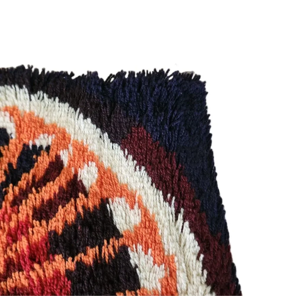 Vintage 1960s DAN RYA Danish Wool Shag Rug Wall Hanging MCM 27x27